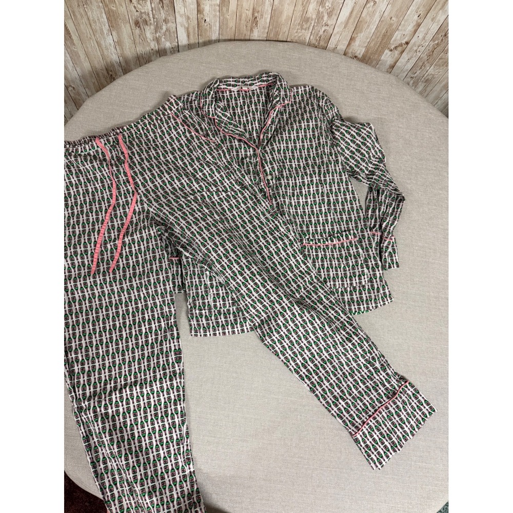 Shiraleah Felicity PJ Set Women Medium Champagne Bottle Print  Green Pink - Picture 2 of 5